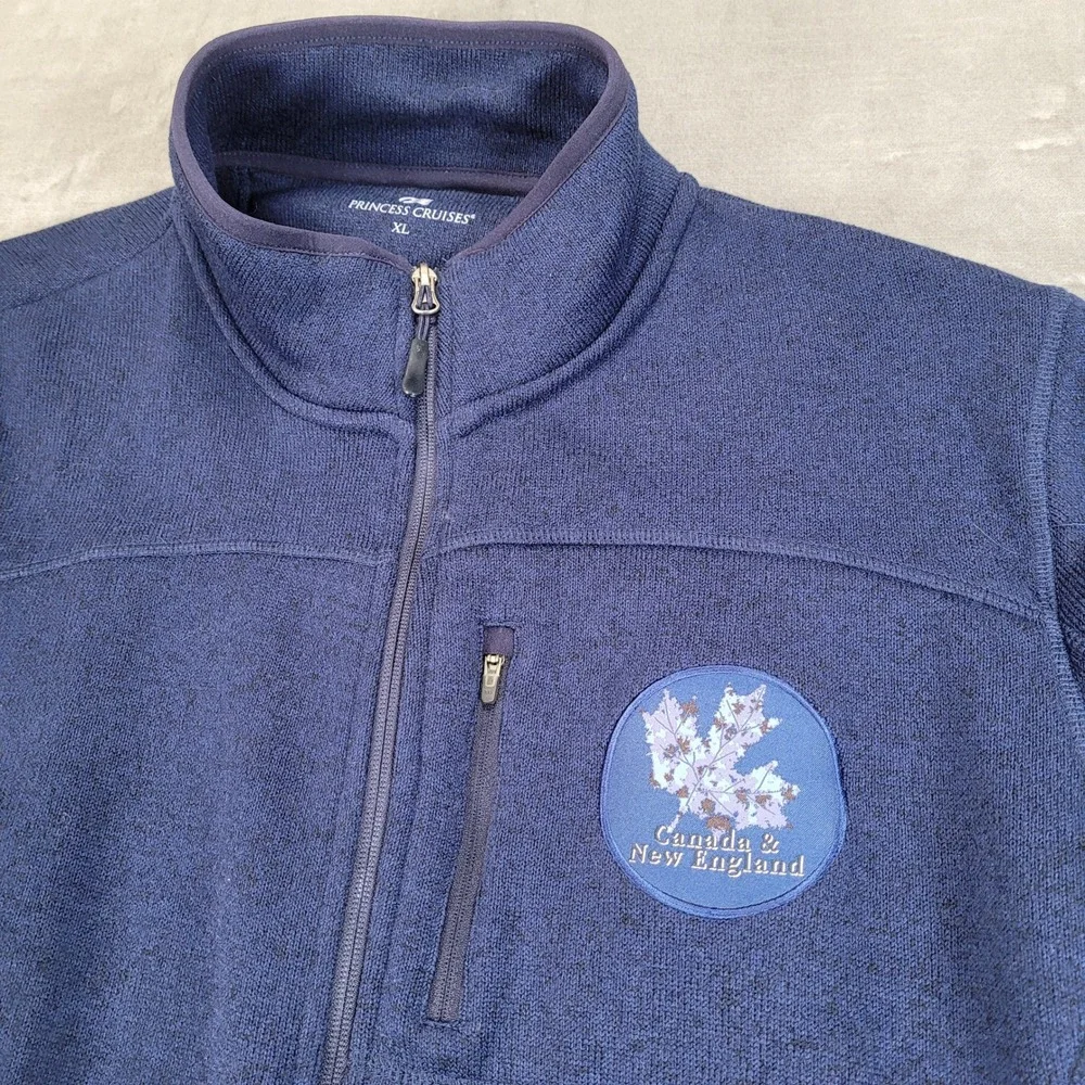 Princess Cruises Mens XL Navy Blue Fleece Zip Up‎ Jacket Canada New England
